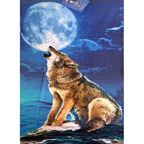 New Night Wolf Bath Beach Pool Gift Towel Night Sky Star Full Moon Wolves Howl - Picture 1 of 3